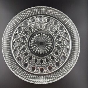 VTG Tiara Indiana Heavy Crystal Etched Cut Decor Glass Round Serving Platter 9"